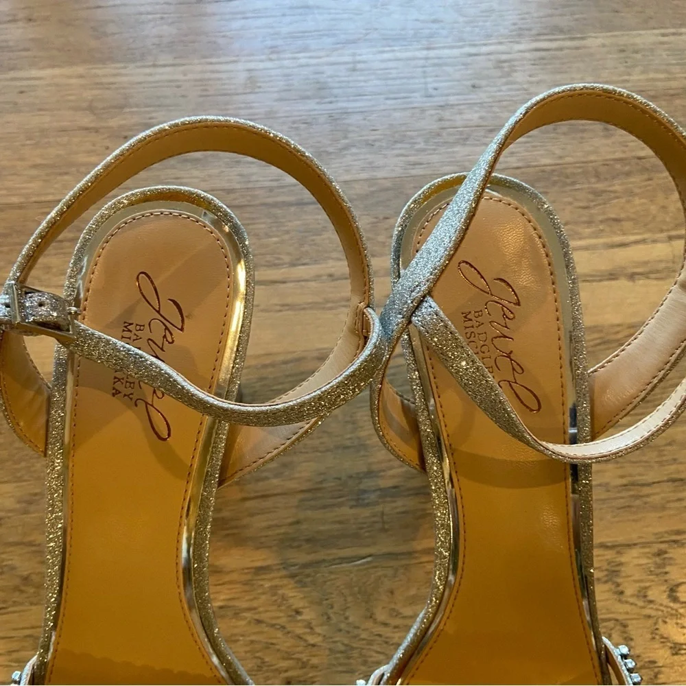 Jewel Badgley Mishka Rhinestone Silver Heels 9.5